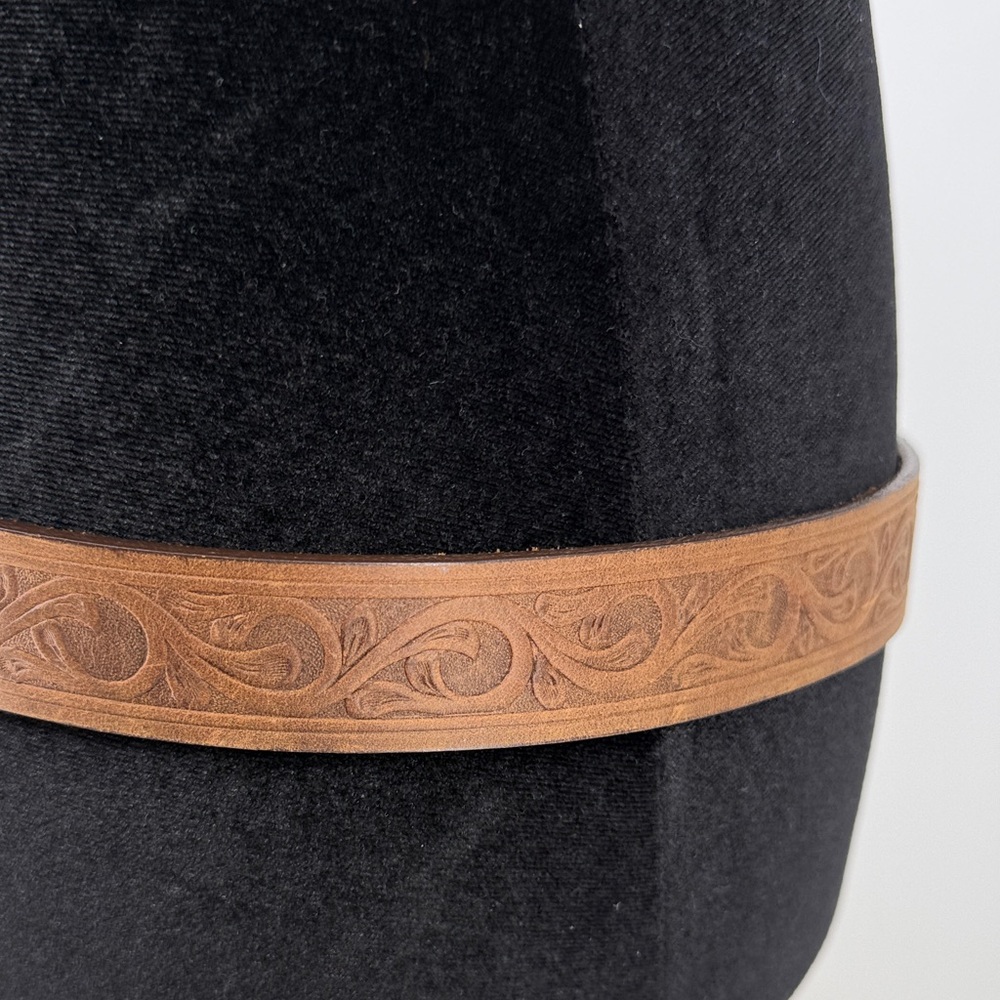 Justin Boots Top Grain Leather Dark Brown  Cowhide Belt 33” to 36” - Picture 9 of 9